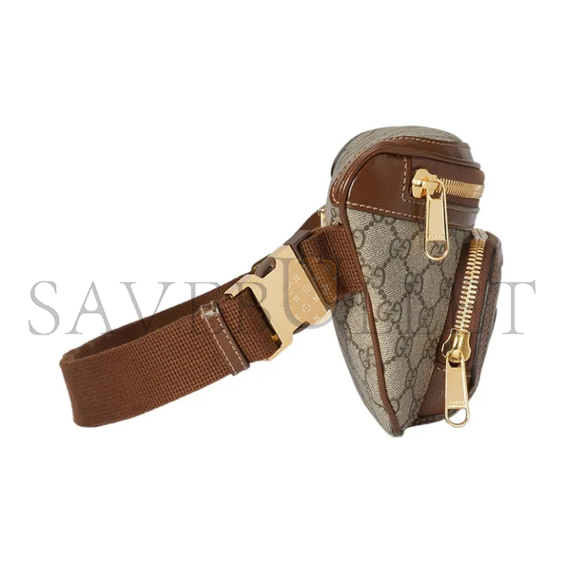 G*u*i gg large canvas with leather trim fanny 733240 (22*15*4cm)